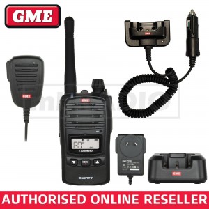 GME TX6160X 5 WATT IP67 CB HAND HELD RADIO + 12V CRADLE + MC011 IP67 SPEAKER MIC